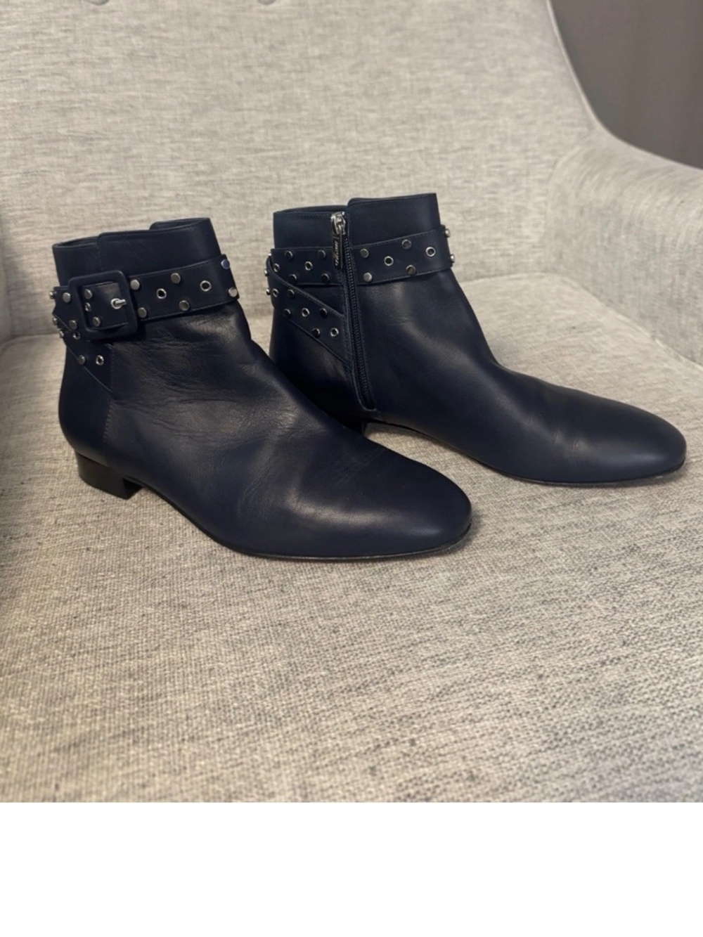 Jimmy Choo Navy Blue Ankle Boots Booties Women's